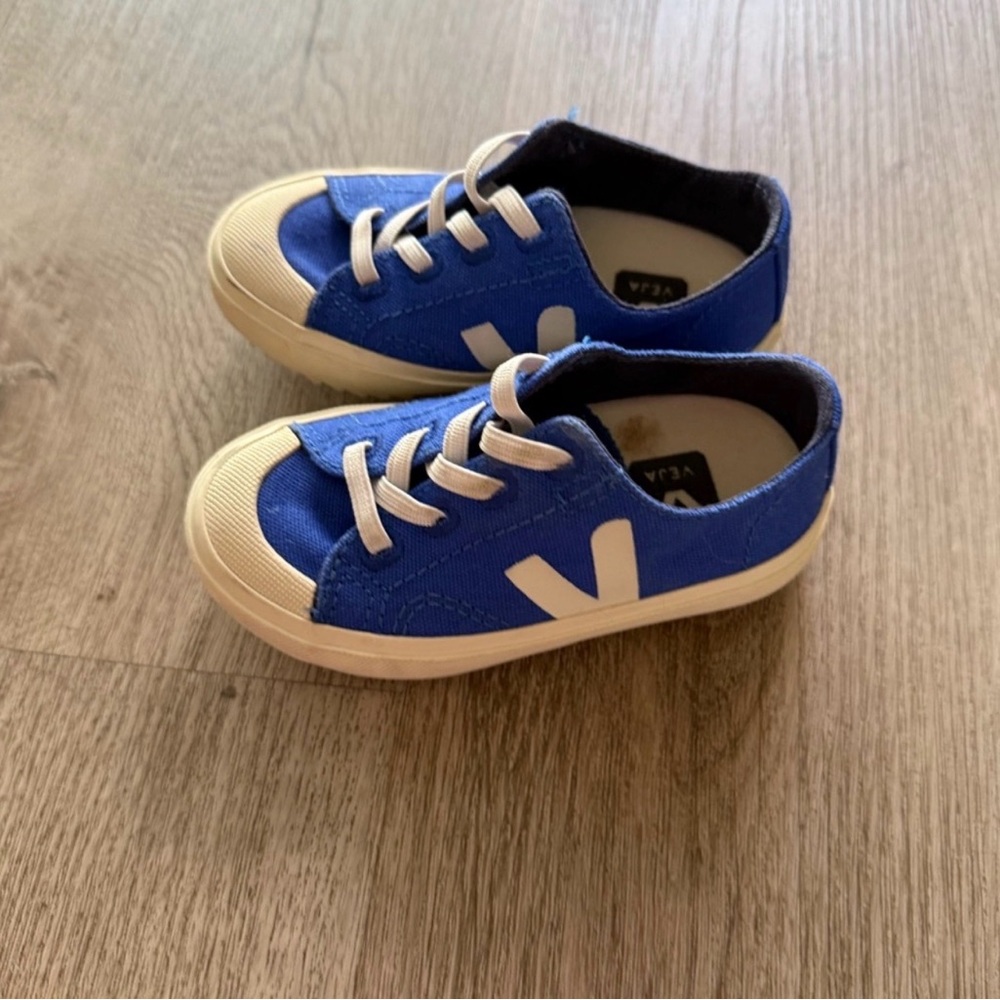 veja kids blue flip canvas slip on sneakers toddler shoes size 7 elastic lacing